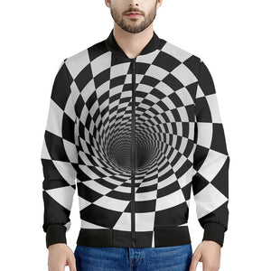 Black And White Hypnotic Illusion Print Men's Bomber Jacket