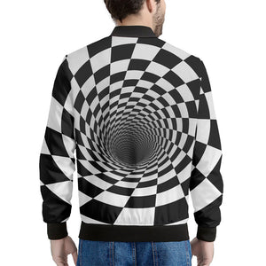 Black And White Hypnotic Illusion Print Men's Bomber Jacket