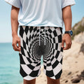 Black And White Hypnotic Illusion Print Men's Cargo Shorts