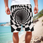 Black And White Hypnotic Illusion Print Men's Cargo Shorts