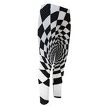 Black And White Hypnotic Illusion Print Men's Compression Pants