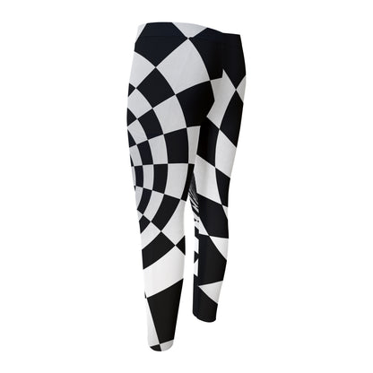 Black And White Hypnotic Illusion Print Men's Compression Pants