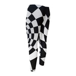 Black And White Hypnotic Illusion Print Men's Compression Pants