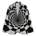 Black And White Hypnotic Illusion Print Men's Cotton Blazer
