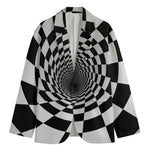 Black And White Hypnotic Illusion Print Men's Cotton Blazer