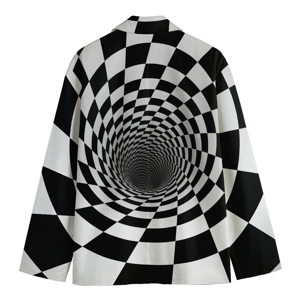 Black And White Hypnotic Illusion Print Men's Cotton Blazer