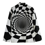 Black And White Hypnotic Illusion Print Men's Cotton Blazer
