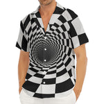 Black And White Hypnotic Illusion Print Men's Deep V-Neck Shirt
