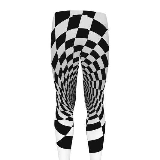 Black And White Hypnotic Illusion Print Men's leggings