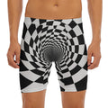 Black And White Hypnotic Illusion Print Men's Long Boxer Briefs
