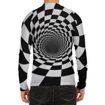 Black And White Hypnotic Illusion Print Men's Long Sleeve Rash Guard