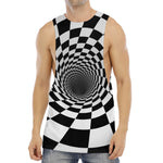 Black And White Hypnotic Illusion Print Men's Muscle Tank Top