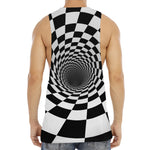 Black And White Hypnotic Illusion Print Men's Muscle Tank Top