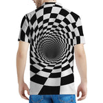 Black And White Hypnotic Illusion Print Men's Polo Shirt