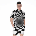 Black And White Hypnotic Illusion Print Men's Romper