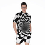 Black And White Hypnotic Illusion Print Men's Rompers
