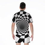 Black And White Hypnotic Illusion Print Men's Rompers