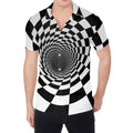 Black And White Hypnotic Illusion Print Men's Shirt