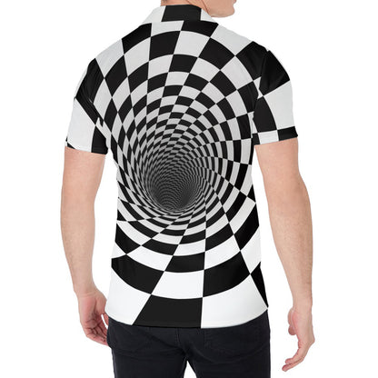 Black And White Hypnotic Illusion Print Men's Shirt