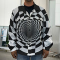 Black And White Hypnotic Illusion Print Men's Shirt Jacket