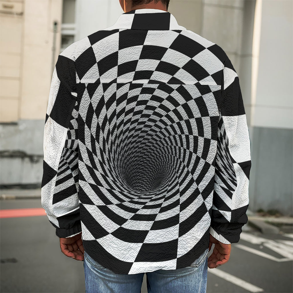 Black And White Hypnotic Illusion Print Men's Shirt Jacket