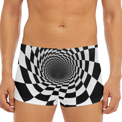 Black And White Hypnotic Illusion Print Men's Short Boxer Briefs