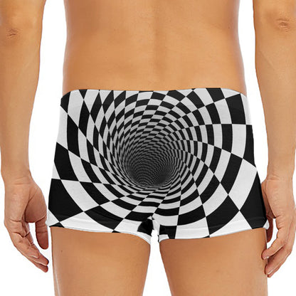 Black And White Hypnotic Illusion Print Men's Short Boxer Briefs
