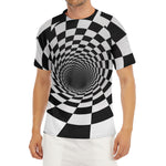 Black And White Hypnotic Illusion Print Men's Short Sleeve Rash Guard