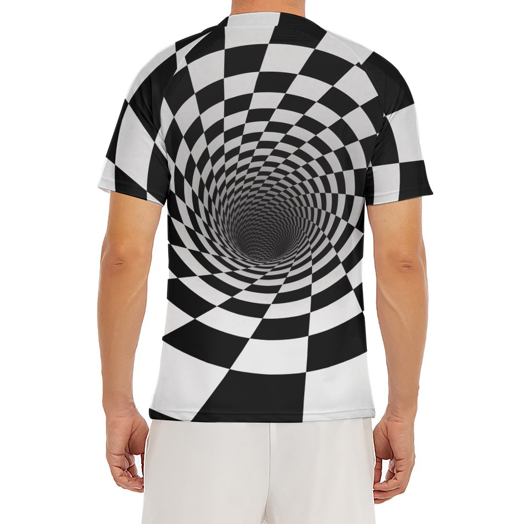 Black And White Hypnotic Illusion Print Men's Short Sleeve Rash Guard