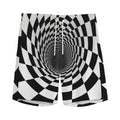 Black And White Hypnotic Illusion Print Men's Athletic Shorts