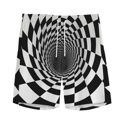Black And White Hypnotic Illusion Print Men's Sports Shorts