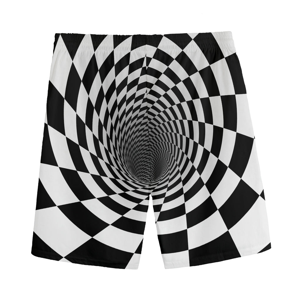 Black And White Hypnotic Illusion Print Men's Sports Shorts