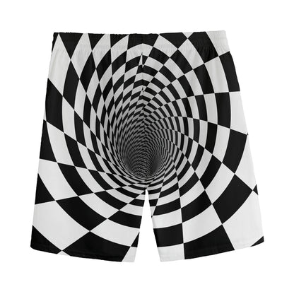 Black And White Hypnotic Illusion Print Men's Sports Shorts