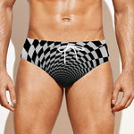 Black And White Hypnotic Illusion Print Men's Swim Briefs