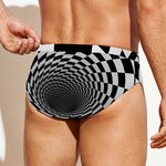 Black And White Hypnotic Illusion Print Men's Swim Briefs