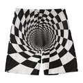 Black And White Hypnotic Illusion Print Men's Swim Trunks