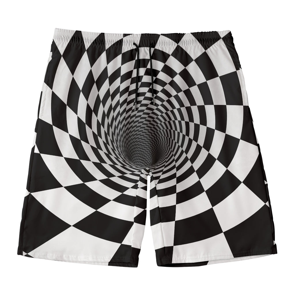 Black And White Hypnotic Illusion Print Men's Swim Trunks