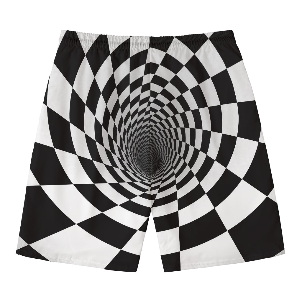 Black And White Hypnotic Illusion Print Men's Swim Trunks