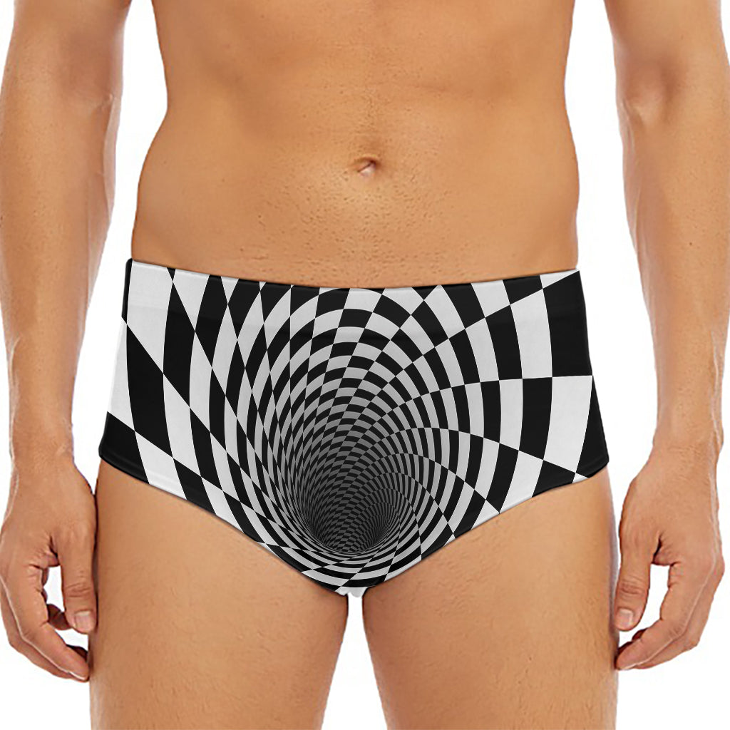 Black And White Hypnotic Illusion Print Men's Triangle Swim Briefs