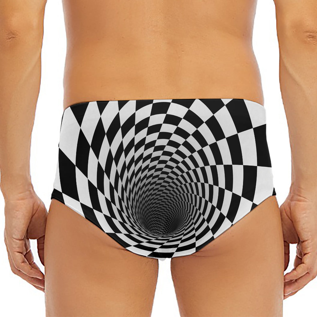 Black And White Hypnotic Illusion Print Men's Triangle Swim Briefs