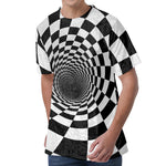 Black And White Hypnotic Illusion Print Men's Velvet T-Shirt