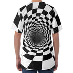 Black And White Hypnotic Illusion Print Men's Velvet T-Shirt
