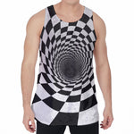 Black And White Hypnotic Illusion Print Men's Velvet Tank Top