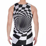 Black And White Hypnotic Illusion Print Men's Velvet Tank Top