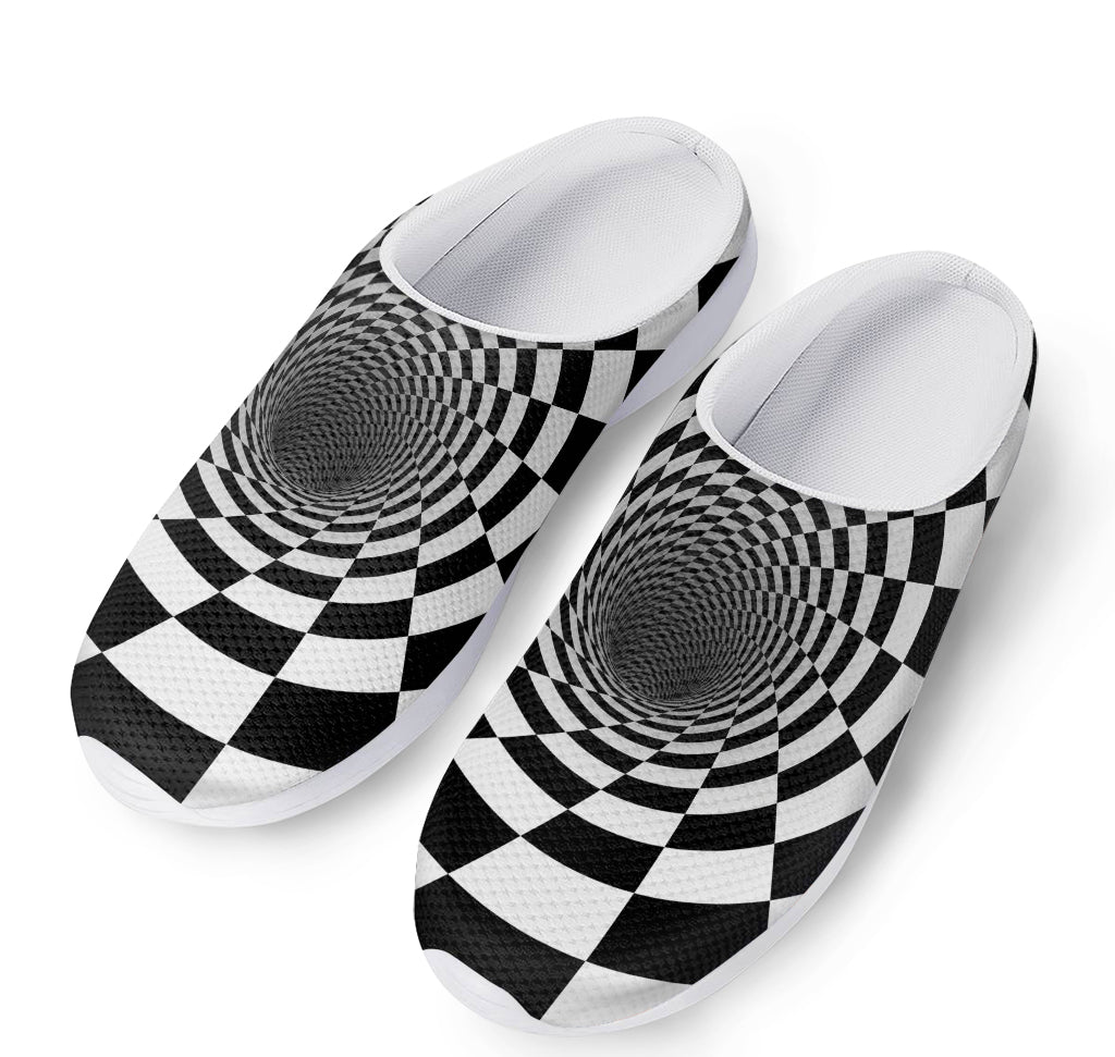 Black And White Hypnotic Illusion Print Mesh Casual Shoes