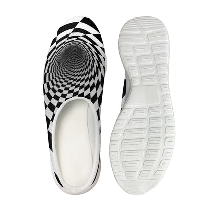 Black And White Hypnotic Illusion Print Mesh Casual Shoes