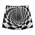 Black And White Hypnotic Illusion Print Mesh Shorts