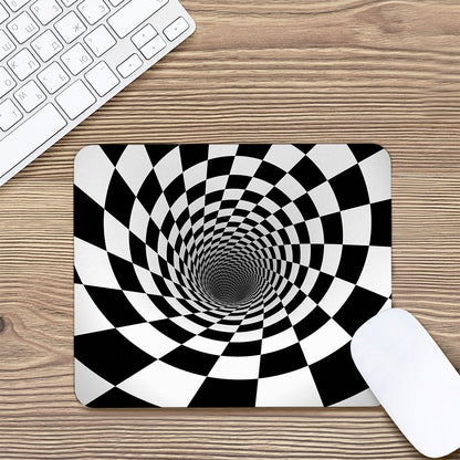 Black And White Hypnotic Illusion Print Mouse Pad