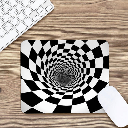 Black And White Hypnotic Illusion Print Mouse Pad