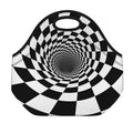 Black And White Hypnotic Illusion Print Neoprene Lunch Bag